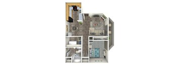 1 Bed 1 Bath Floor Plan at Woodland Hills Apartments, Colorado Springs, CO
